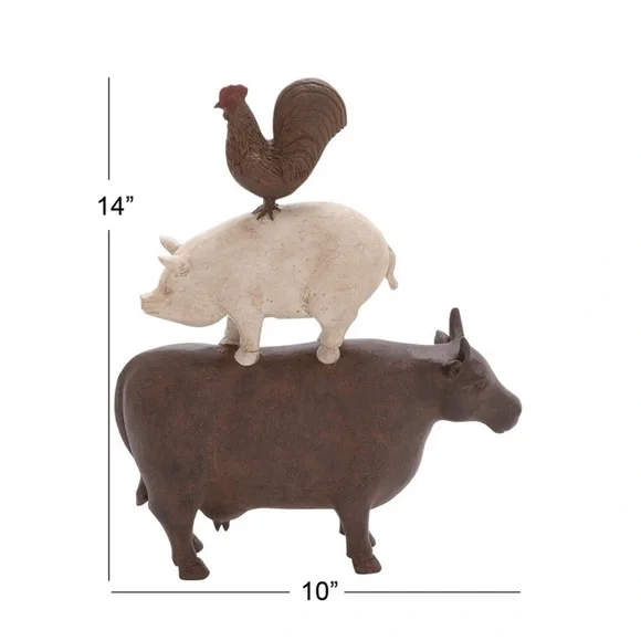 Rustic Farm Animal Sculpture - Brown and Cream - Picture 5 of 5